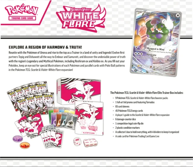 Pokémon TCG: Scarlet &amp; Violet - White Flare - Elite Trainer Box - Reshiram