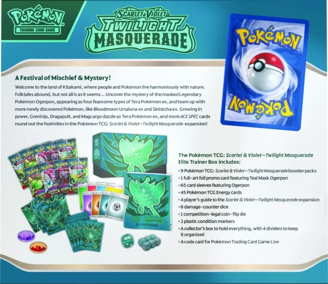 Pokémon TCG: Scarlet &amp; Violet - Twilight Masquerade - Elite Trainer Box - Back