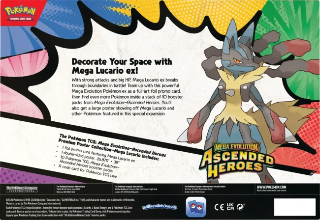 Pokémon TCG: Mega Evolution - Ascended Heroes - Premium Poster Collection - Lucario - Back