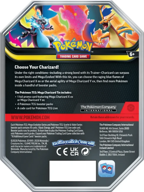Pokémon TCG: Mega Charizard Tin - Mega Charizard X ex- Back